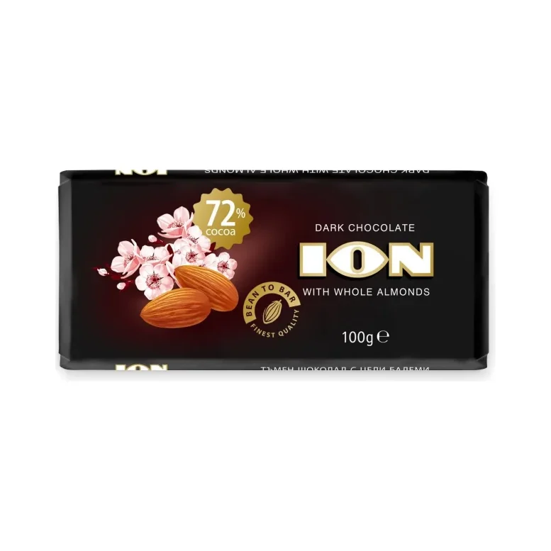Шоколад ION черен с цели бадеми 100 г - ION
