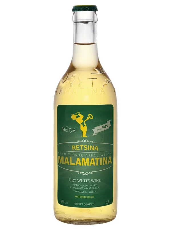 Вино RETSINA Маламатина бяло 500мл - MALAMATINA