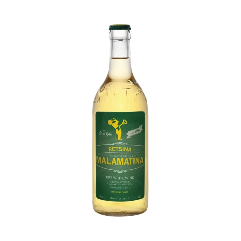 Вино RETSINA Маламатина бяло 500мл - MALAMATINA