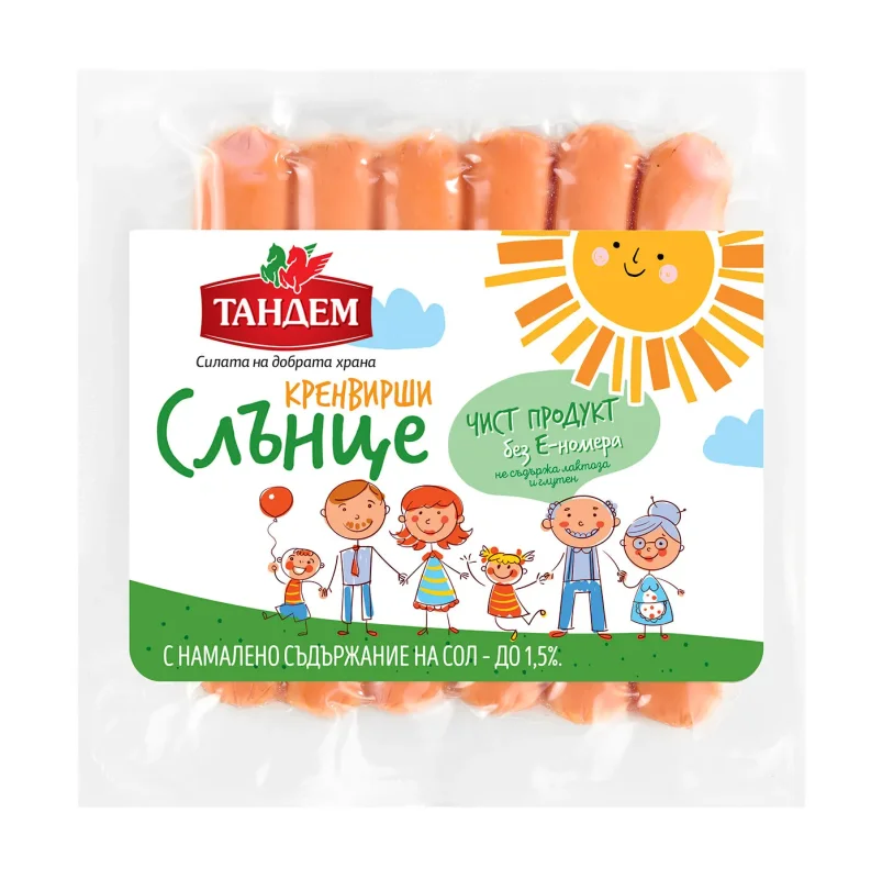 Кренвирши ТАНДЕМ Слънце вак.150г - ТАНДЕМ
