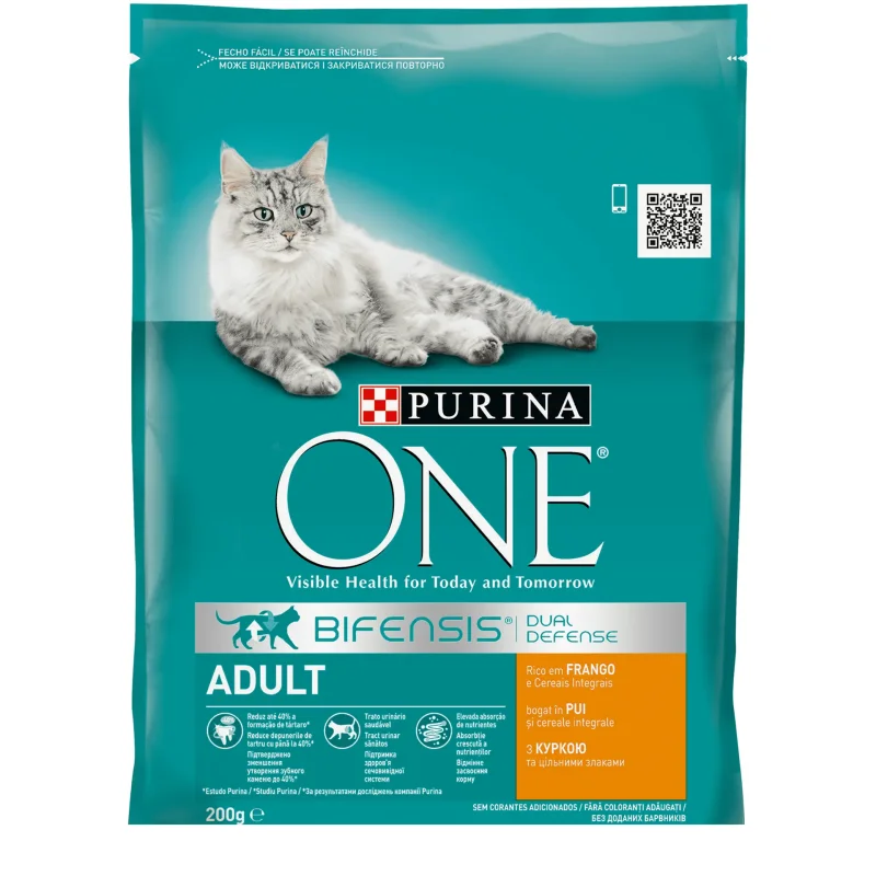 Суха храна котки ONE ADULT Пиле & Пшеница 200 г - PURINA ONE