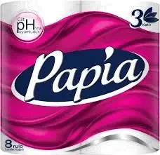 Тоалетна хартия PAPIA White 3 пл. 8 бр. - PAPIA