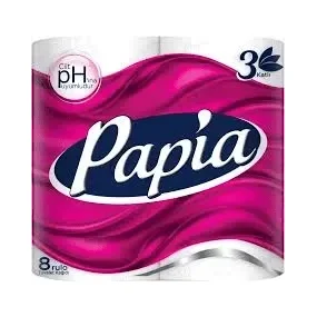 Тоалетна хартия PAPIA White 3 пл. 8 бр. - PAPIA