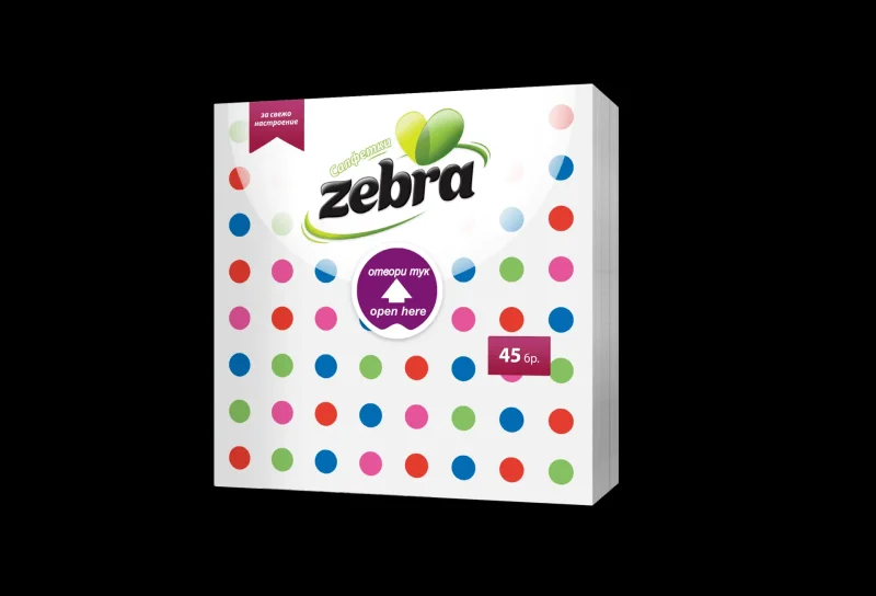 Салфетки ZEBRA, еднопластови 33х33 см, 45 бр. - ZEBRA