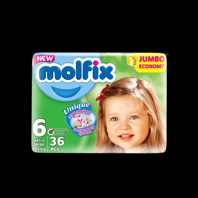 Бебешки пелени MOLFIX XL Jumbo 15+ кг 36 бр. - MOLFIX