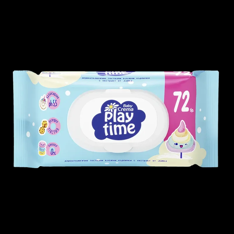 Мокри кърпи BABY CREMA Play time 72 бр.