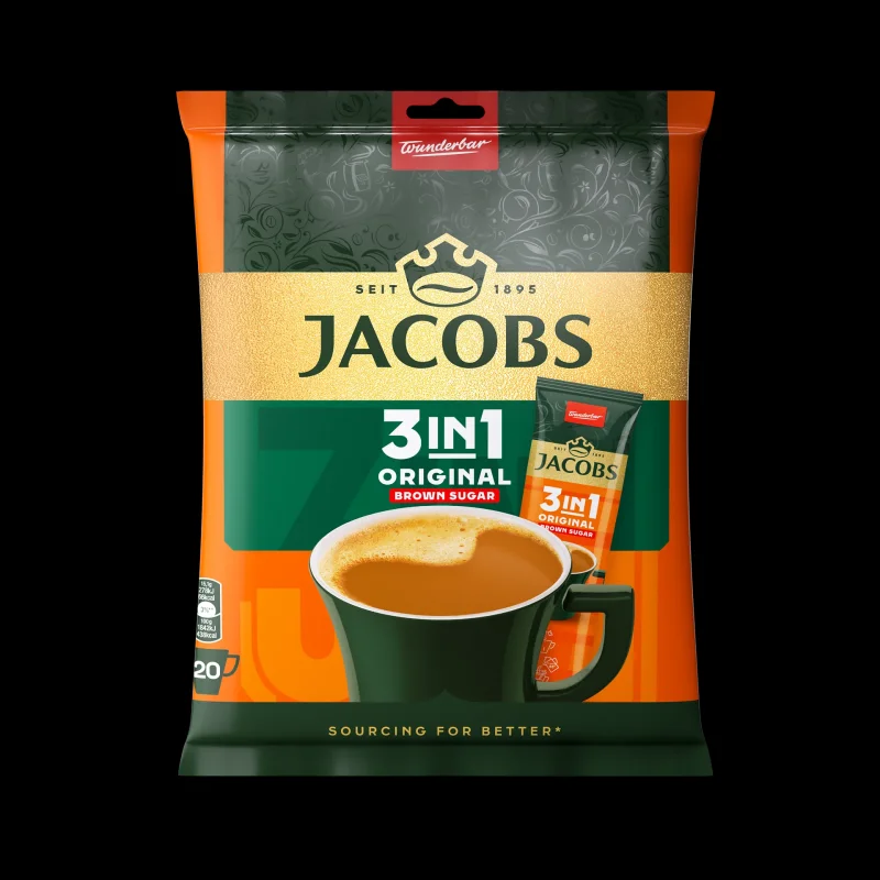 Разтворимо кафе JACOBS 3in1 Original Brown Sugar плик 20 бр.
