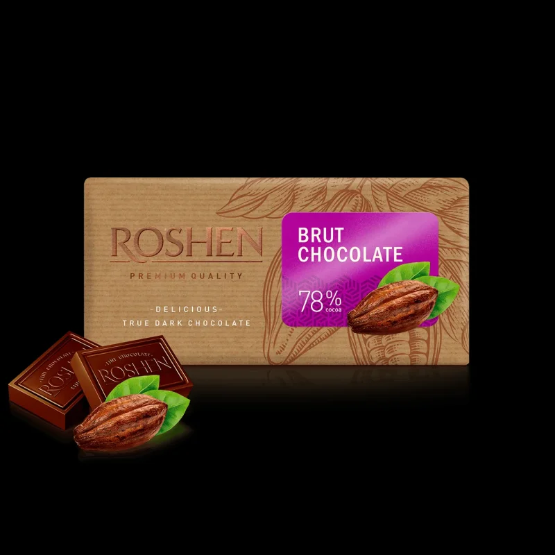 Шоколад ROSHEN черен Brut 80% 90 г - ROSHEN