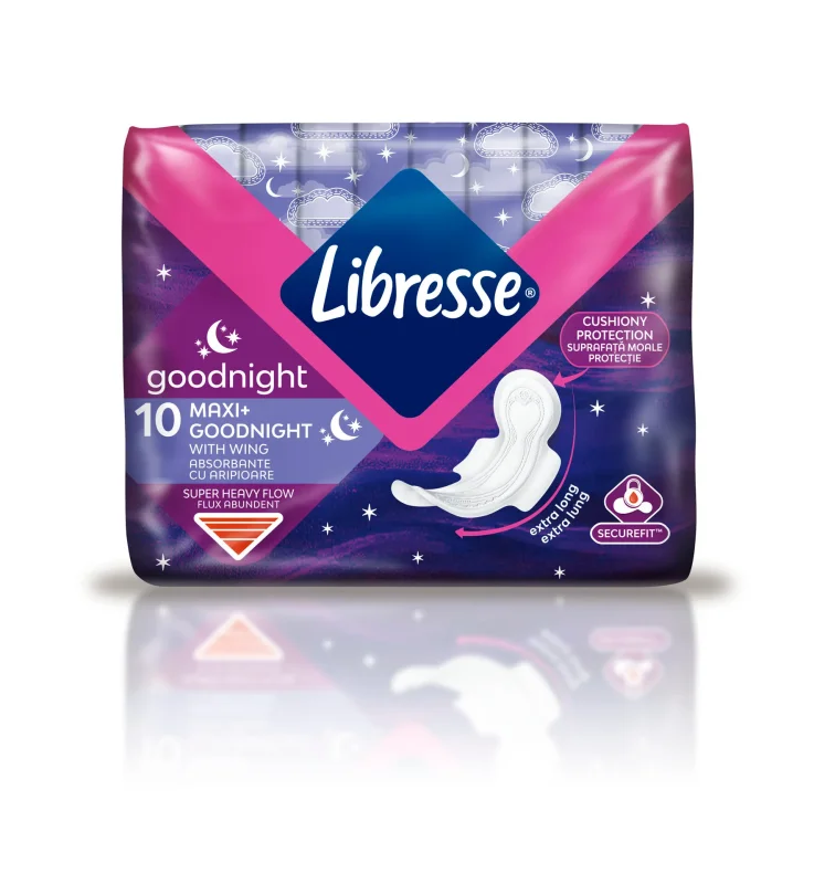 Дамски превръзки LIBRESSE Maxi Goodnight 6 капки 10 бр. - LIBRESSE