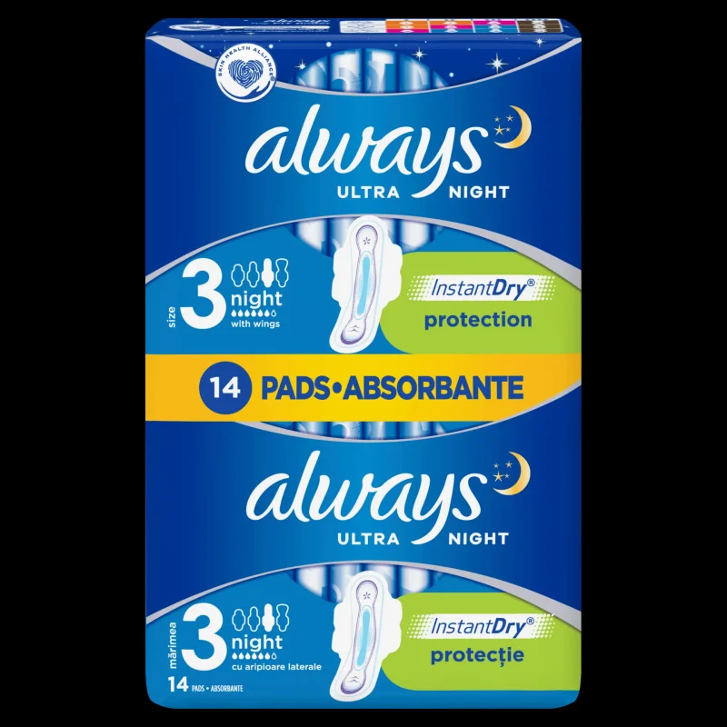 Дамски превръзки ALWAYS Ultra Night Duo 6 капки 14 бр. - ALWAYS