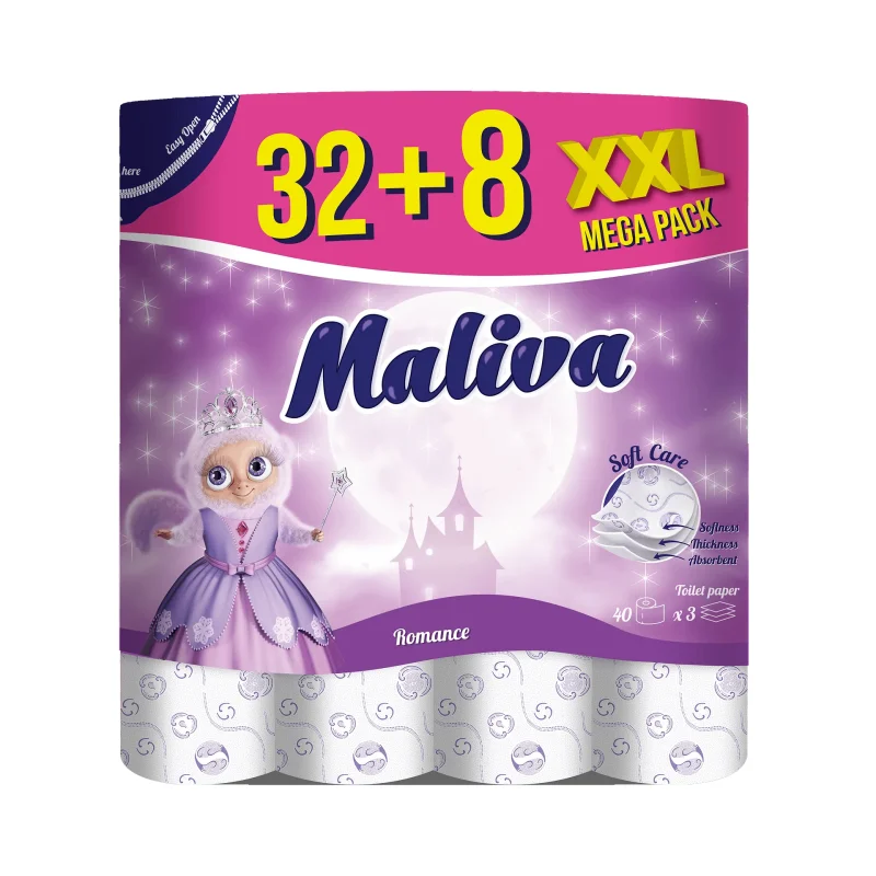 Тоалетна хартия MALIVA Romance 3пл. 32+8бр - MALIVA