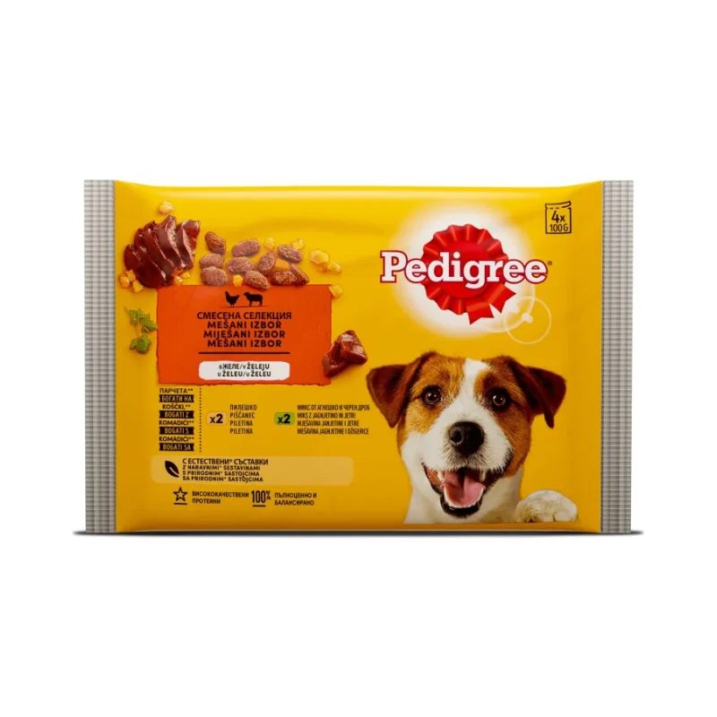 Храна за Кучета Pedigree Пилешко, Агнешко и Дроб, 4x100гр - Pedigree