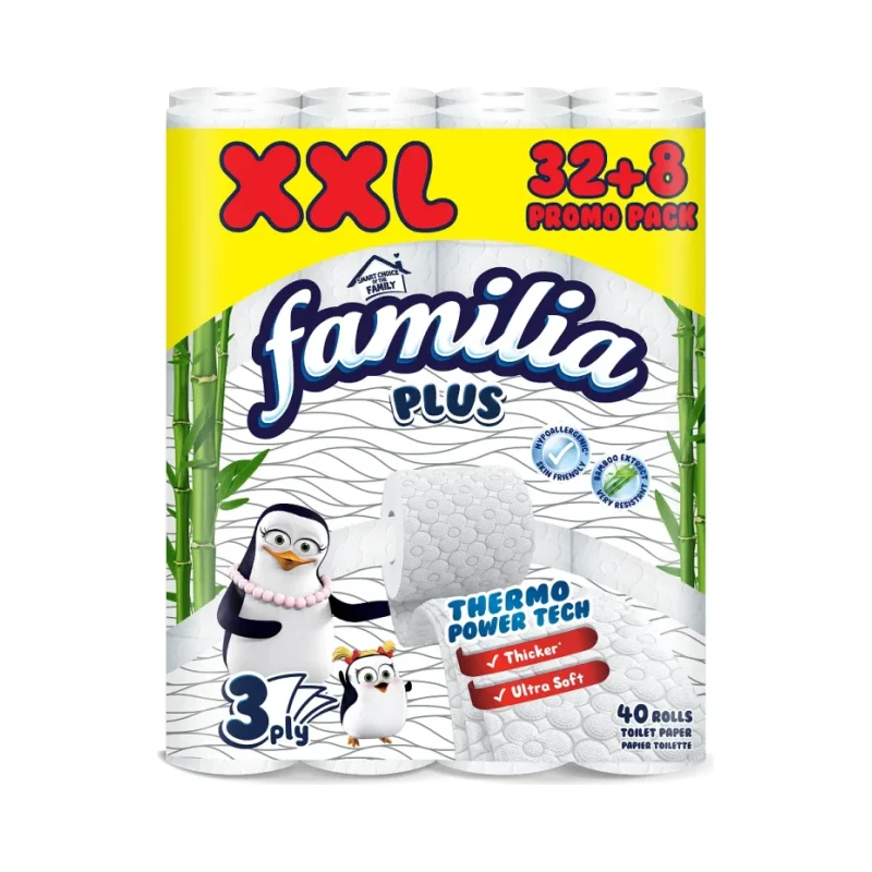Тоалетна хартия FAMILIA White XXL 100% цел. 3 пл. 40 бр. - Фамилия