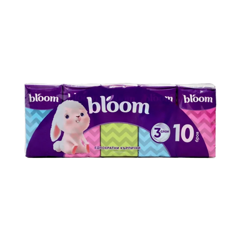 Носни кърпи BLOOM 100% цел. 3 пл. 10 бр. - BLOOM