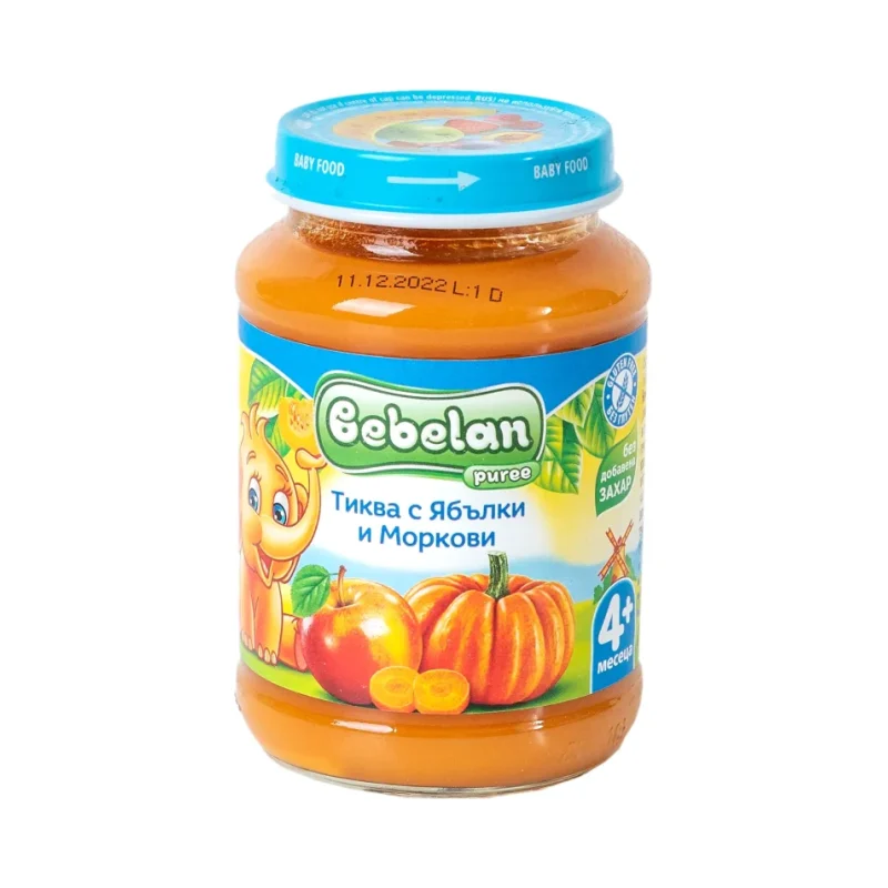 Пюре BEBELAN тиква, ябълки, моркови 4+ месеца 190 г - Bebelan