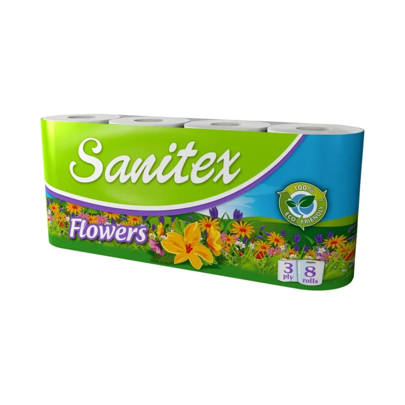 Тоалетна хартия SANITEX Flowers 8 броя - SANITEX