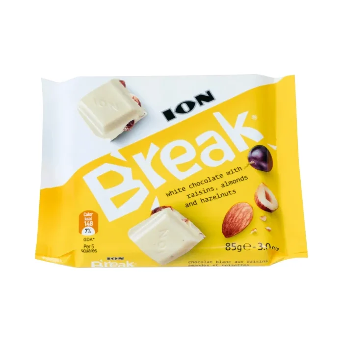 Шоколад BRAKE бял с ядки и стафиди 85 г - BRAKE