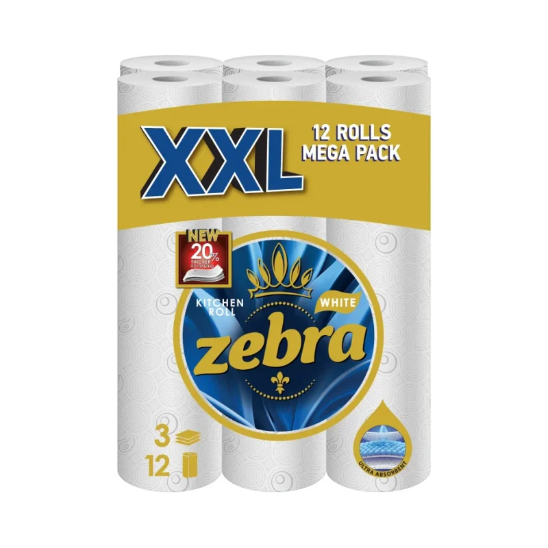 Кухненска ролка ZEBRA White XLL 100% цел. 12 бр. - ZEBRA