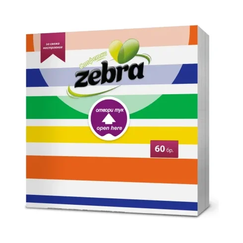 Салфетки ZEBRA, еднопластави 33х33 см, 60 бр. - ZEBRA