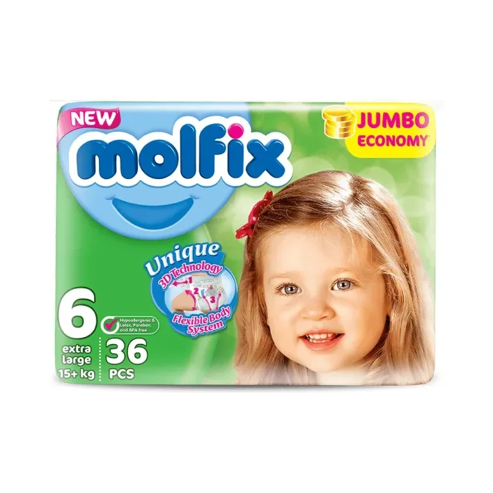 Бебешки пелени MOLFIX XL Jumbo 15+ кг 36 бр. - MOLFIX