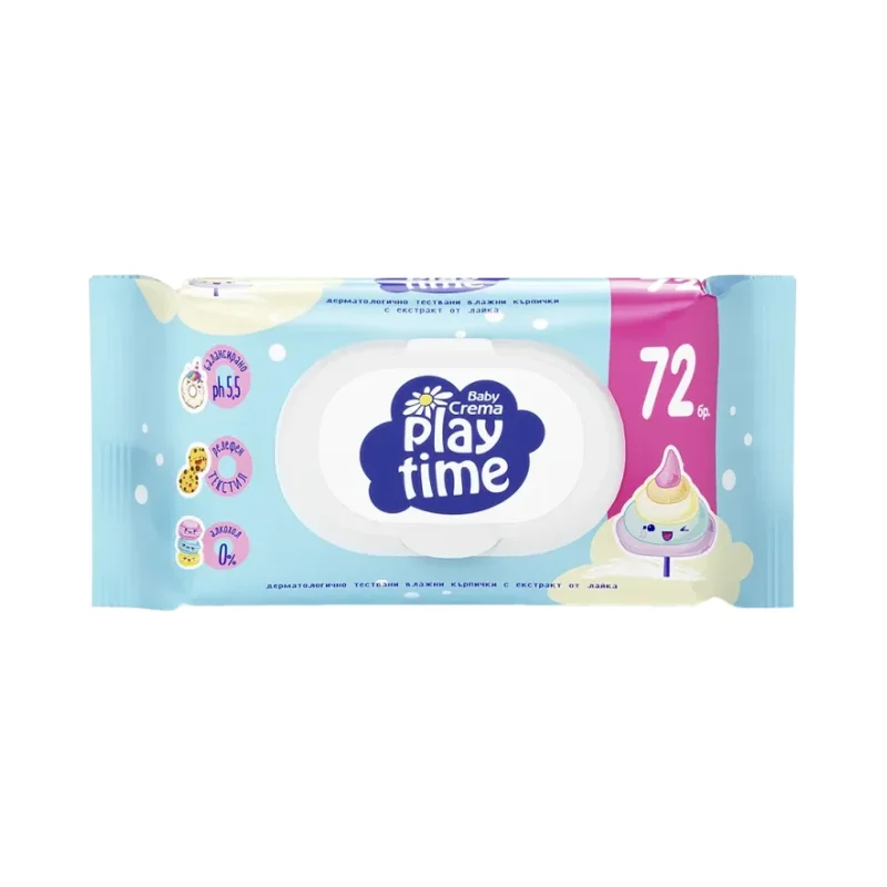 Мокри кърпи BABY CREMA Play time 72 бр. - BABY CREMA