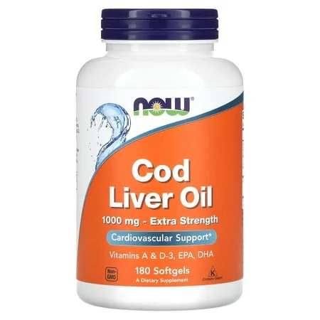 Рибено масло от черен дроб 1000 мг - Укрепена формула / Cod Liver Oil 1000 mg - Extra Strength - NOW