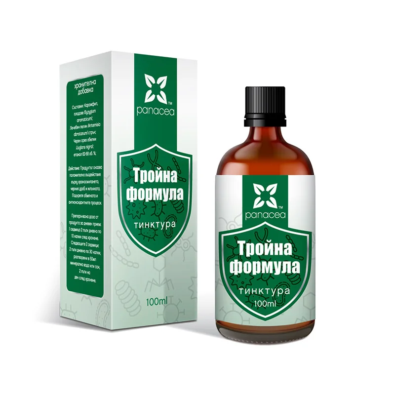 Тройна формула (Карамфил, Пелин, Орех) - тинктура, Панацея, 100 мл