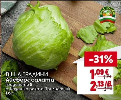 BILLA ГРАДИНИ Айсберг салата 1 бр.