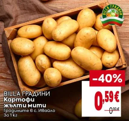 BILLA ГРАДИНИ Картофи жълти мити Градините в с. Ивайло 1 кг
