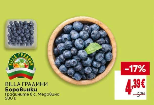 BILLA ГРАДИНИ Боровинки Градините в с. Медовина 500 г