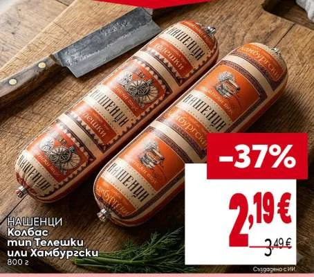 НАШЕНЦИ Колбас тип Телешки или Хамбургски 800 г