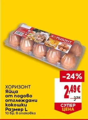 ХОРИЗОНТ Яйца от подово отглеждани кокошки Размер L 10 бр. в опаковка