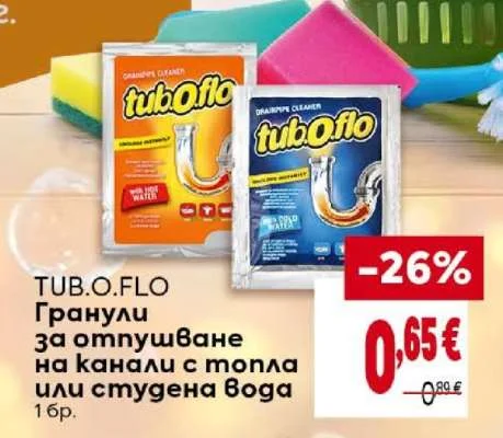TUB.O.FLO Гранули за отпушване на канали с топла или студена вода 1 бр.