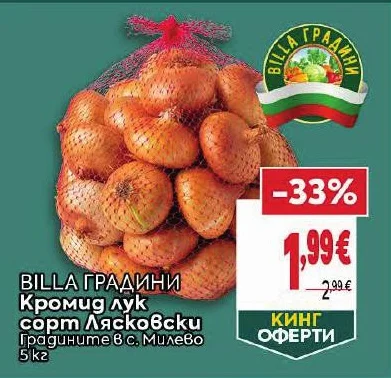 BILLA ГРАДИНИ Кромид лук сорт Лясковски 5 кг