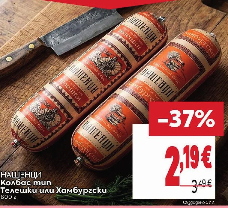 НАШЕНЦИ Колбас Телешки или Хамбургски 800 г