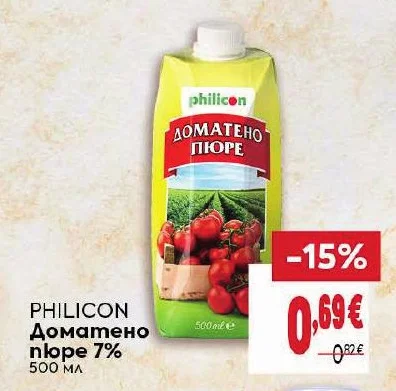 PHILICON Доматено пюре 7% 500 мл