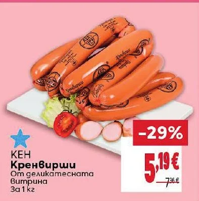КЕН Кренвирши От деликатесната Витрина 1 кг