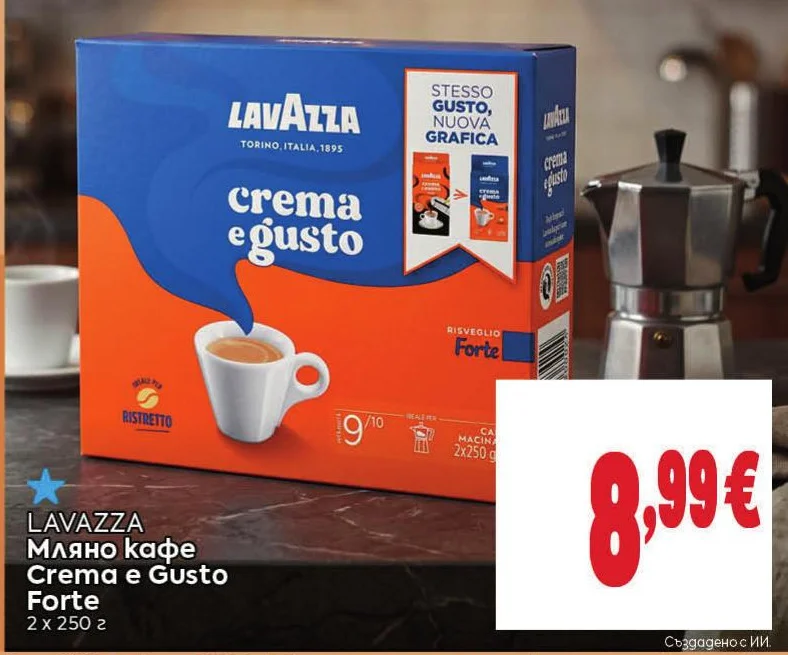 LAVAZZA Мляно кафе Crema e Gusto Forte 2 х 250 г