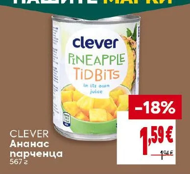 CLEVER Ананас парченца 567 г