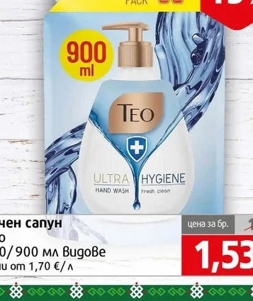 Течен сапун Tео milk Soft 900мл 900 мл