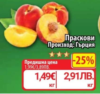 Праскови Произход: Гърция