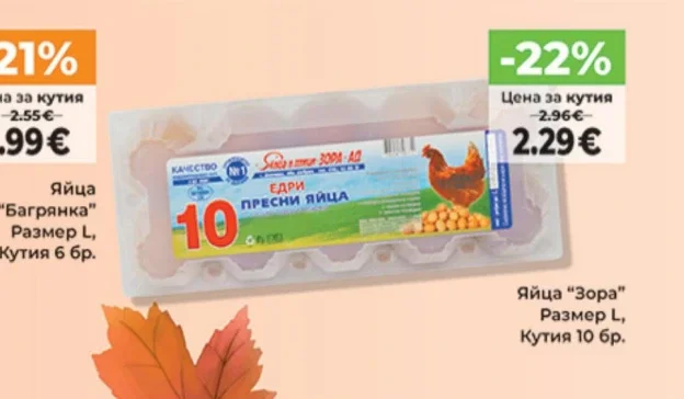 Зора Яйца Размер L, Кутия 10 бр.