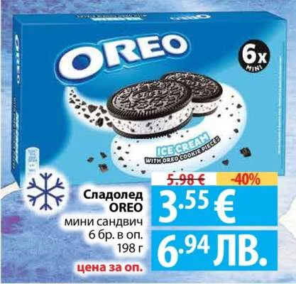 OREO Сладолед ОРЕО мини сандвич 198 г