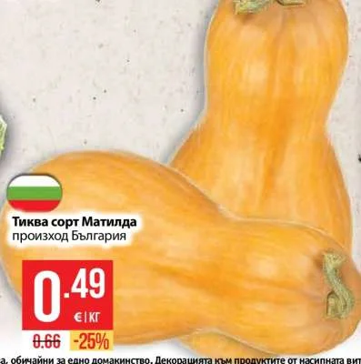 Тиква сорт Матилда произход България