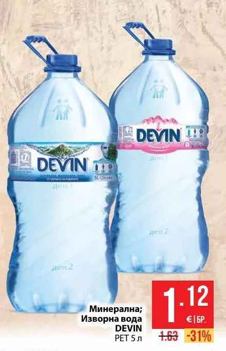 DEVIN Минерална; Изворна вода 5 л