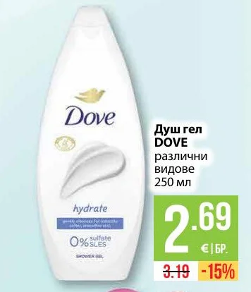 DOVE Душ гел различни видове 250 мл