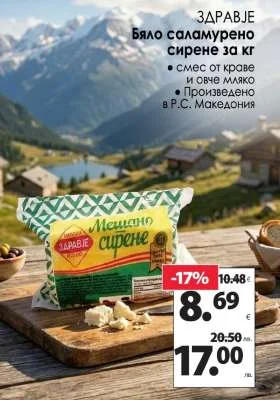 Мерияно бяло саламюрено сирене за кг