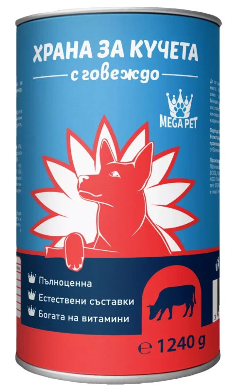 Mega Pet Храна за кучета различни видове 1240 г