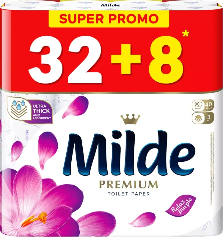 Milde Тоалетна хартия различни видове 32 + 8 бр.