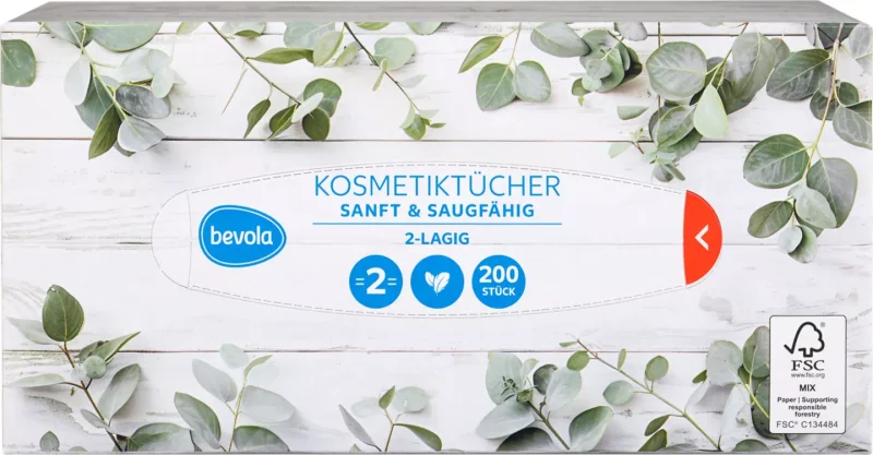 BEVOLA Козметични кърпички двупластови 200 бр. трипластови 120 бр.
